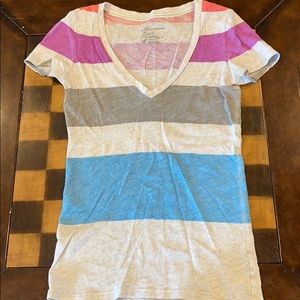American Eagle Outfitters Deep V-Neck Stripe Shirt